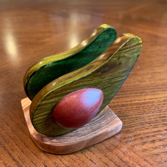 Handmade Wooden Avocados Earthy Small Napkin Holder - Picture 5 of 13